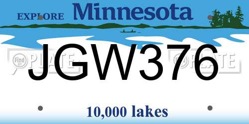 JGW376 Minnesota License Plate