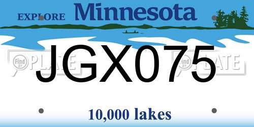 JGX075 Minnesota License Plate