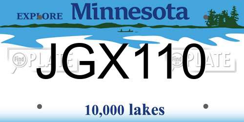 JGX110 Minnesota License Plate