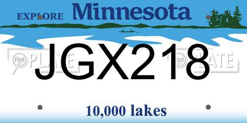 JGX218 Minnesota License Plate