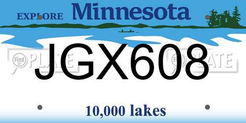 JGX608 Minnesota License Plate