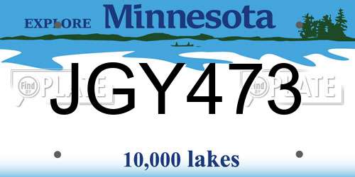 JGY473 Minnesota License Plate
