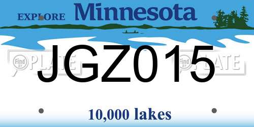 JGZ015 Minnesota License Plate