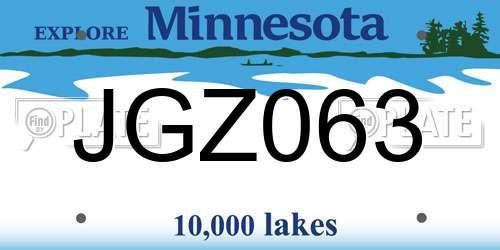 JGZ063 Minnesota License Plate