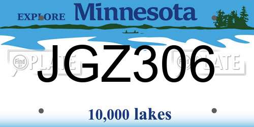 JGZ306 Minnesota License Plate