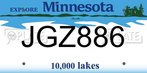 JGZ886 Minnesota License Plate