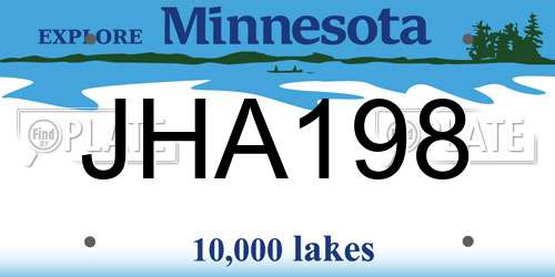 JHA198 Minnesota License Plate