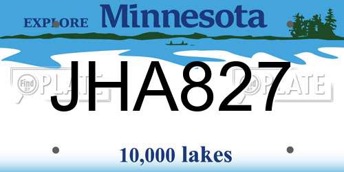 JHA827 Minnesota License Plate