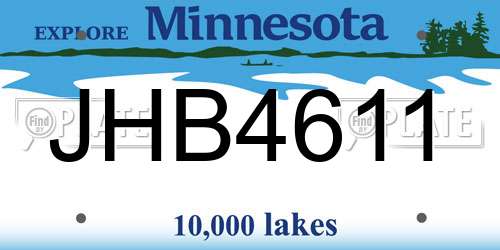 JHB4611 Minnesota License Plate