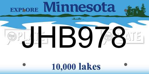 JHB978 Minnesota License Plate