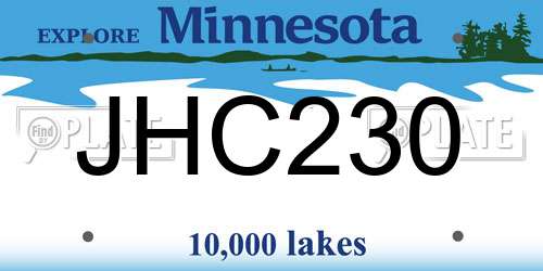 JHC230 Minnesota License Plate
