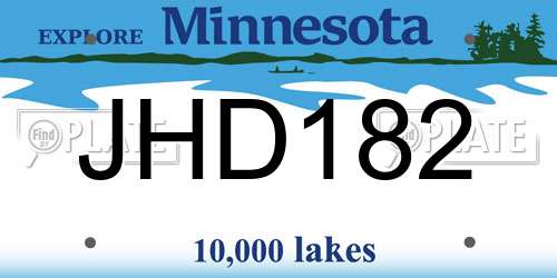 JHD182 Minnesota License Plate