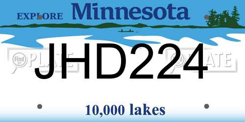 JHD224 Minnesota License Plate