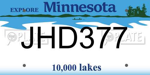 JHD377 Minnesota License Plate