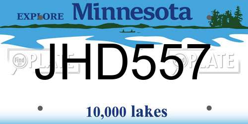 JHD557 Minnesota License Plate