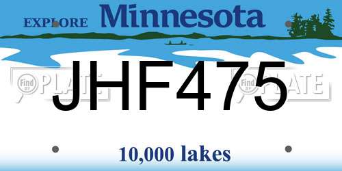 JHF475 Minnesota License Plate