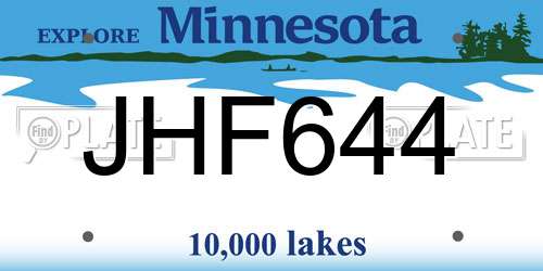 JHF644 Minnesota License Plate