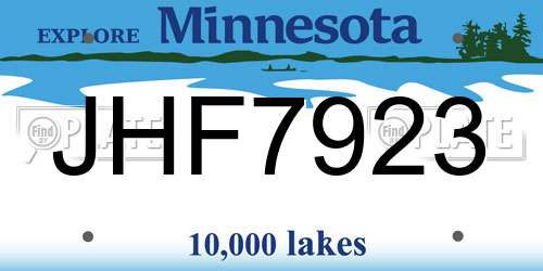 JHF7923 Minnesota License Plate