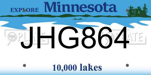 JHG864 Minnesota License Plate