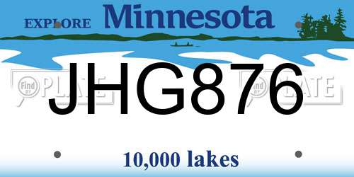 JHG876 Minnesota License Plate