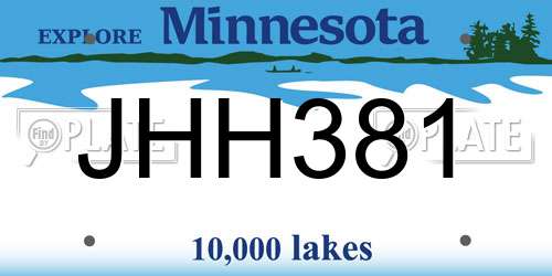 JHH381 Minnesota License Plate