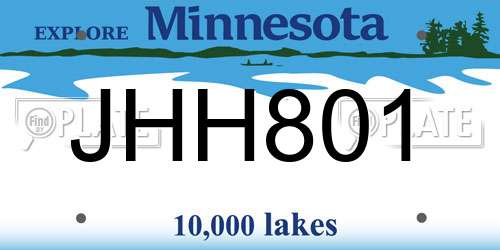 JHH801 Minnesota License Plate