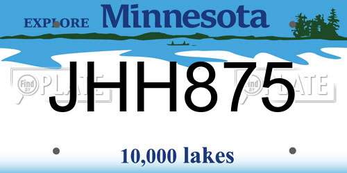 JHH875 Minnesota License Plate
