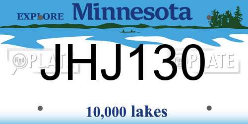 JHJ130 Minnesota License Plate
