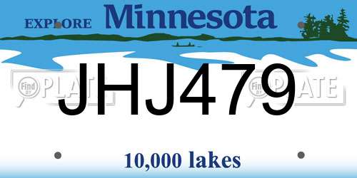 JHJ479 Minnesota License Plate