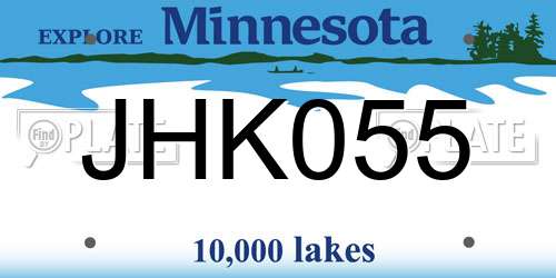 JHK055 Minnesota License Plate