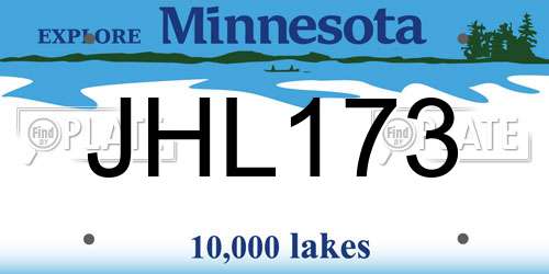 JHL173 Minnesota License Plate