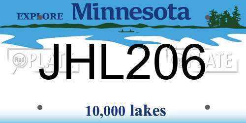 JHL206 Minnesota License Plate