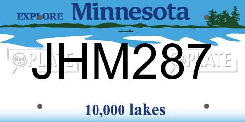 JHM287 Minnesota License Plate