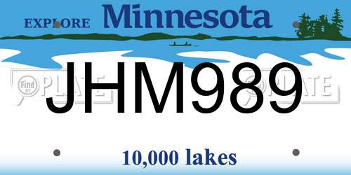 JHM989 Minnesota License Plate
