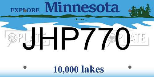 JHP770 Minnesota License Plate