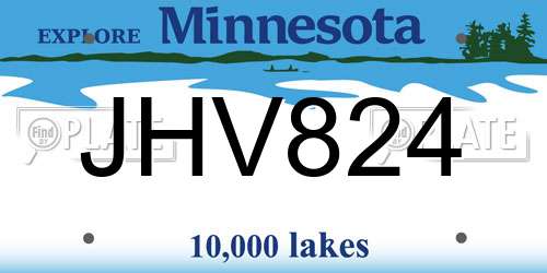 JHV824 Minnesota License Plate