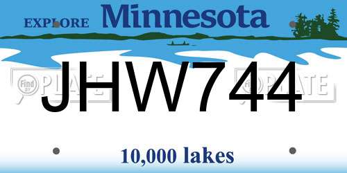 JHW744 Minnesota License Plate