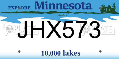 JHX573 Minnesota License Plate