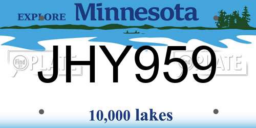 JHY959 Minnesota License Plate