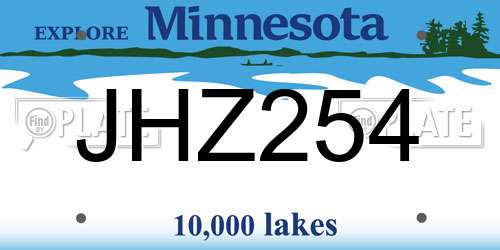 JHZ254 Minnesota License Plate