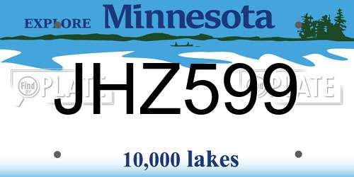 JHZ599 Minnesota License Plate