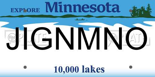 JIGNMNO Minnesota License Plate