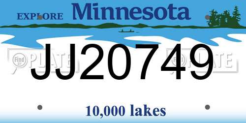 JJ20749 Minnesota License Plate