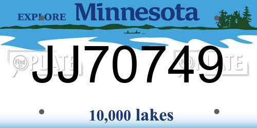 JJ70749 Minnesota License Plate