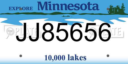 JJ85656 Minnesota License Plate