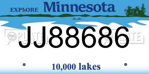 JJ88686 Minnesota License Plate