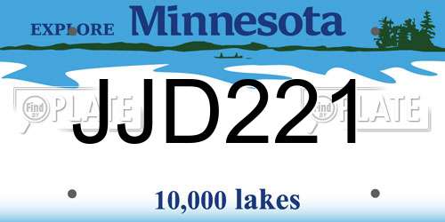 JJD221 Minnesota License Plate
