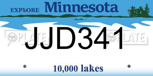 JJD341 Minnesota License Plate