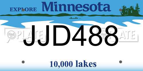 JJD488 Minnesota License Plate