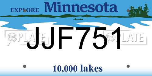 JJF751 Minnesota License Plate